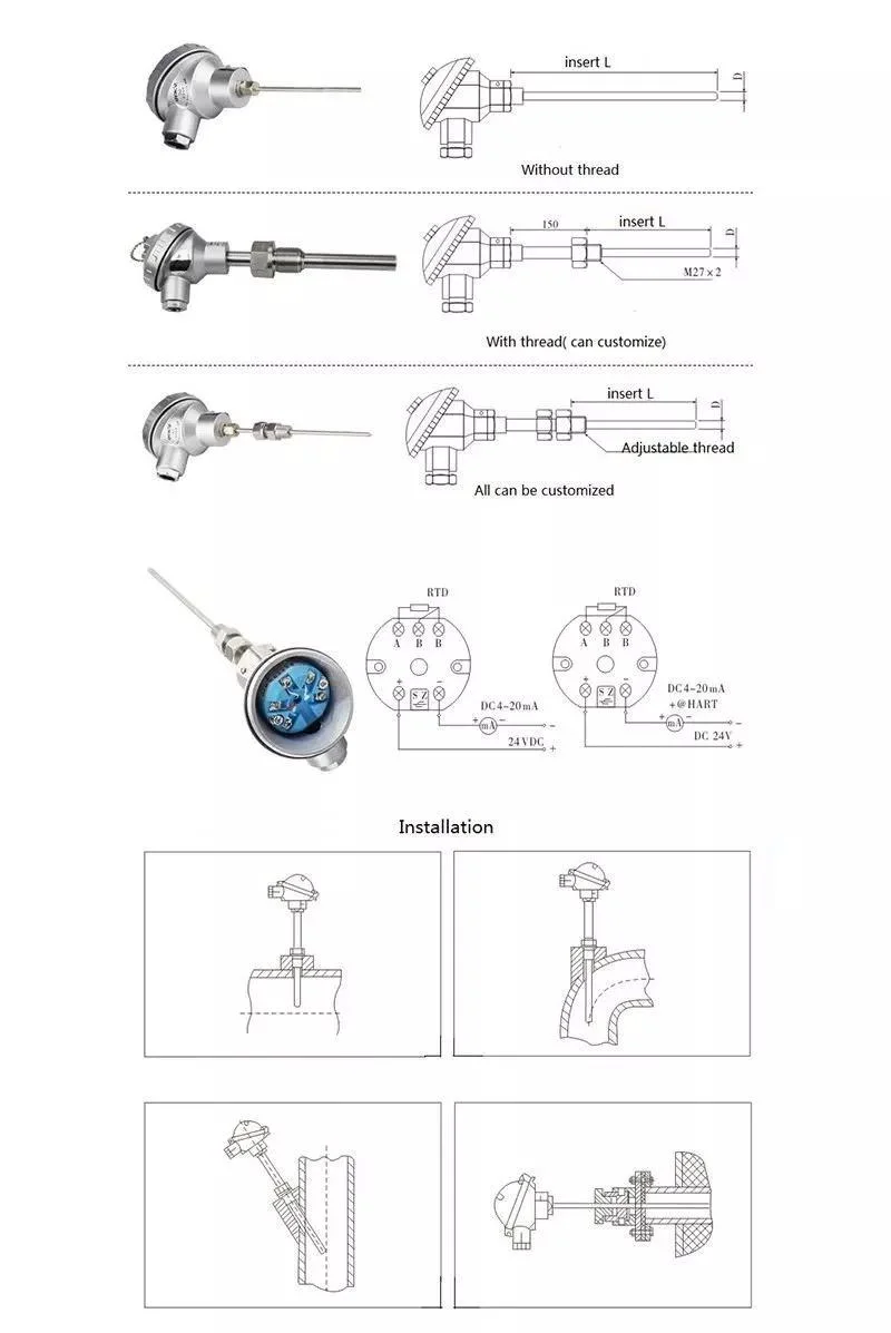 Waterproof Temperature Sensor Probe B C E J N R W R S T K Type Thermocouple